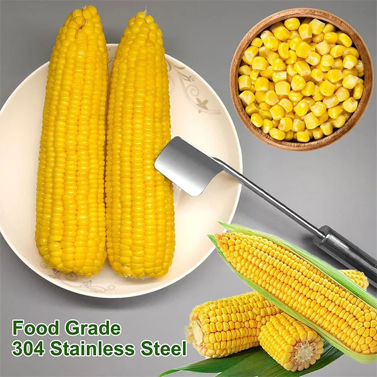 Stainless Steel Corn Cob Stripper and Peeler Tool Metal Remover with Handle for Easier Corn on the Cob Preparation