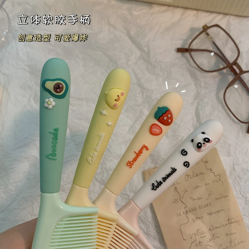 Cartoon Animal Fruit Soft Glue Straight Hair Comb Cute Rabbit Panda Chick Style Comb
