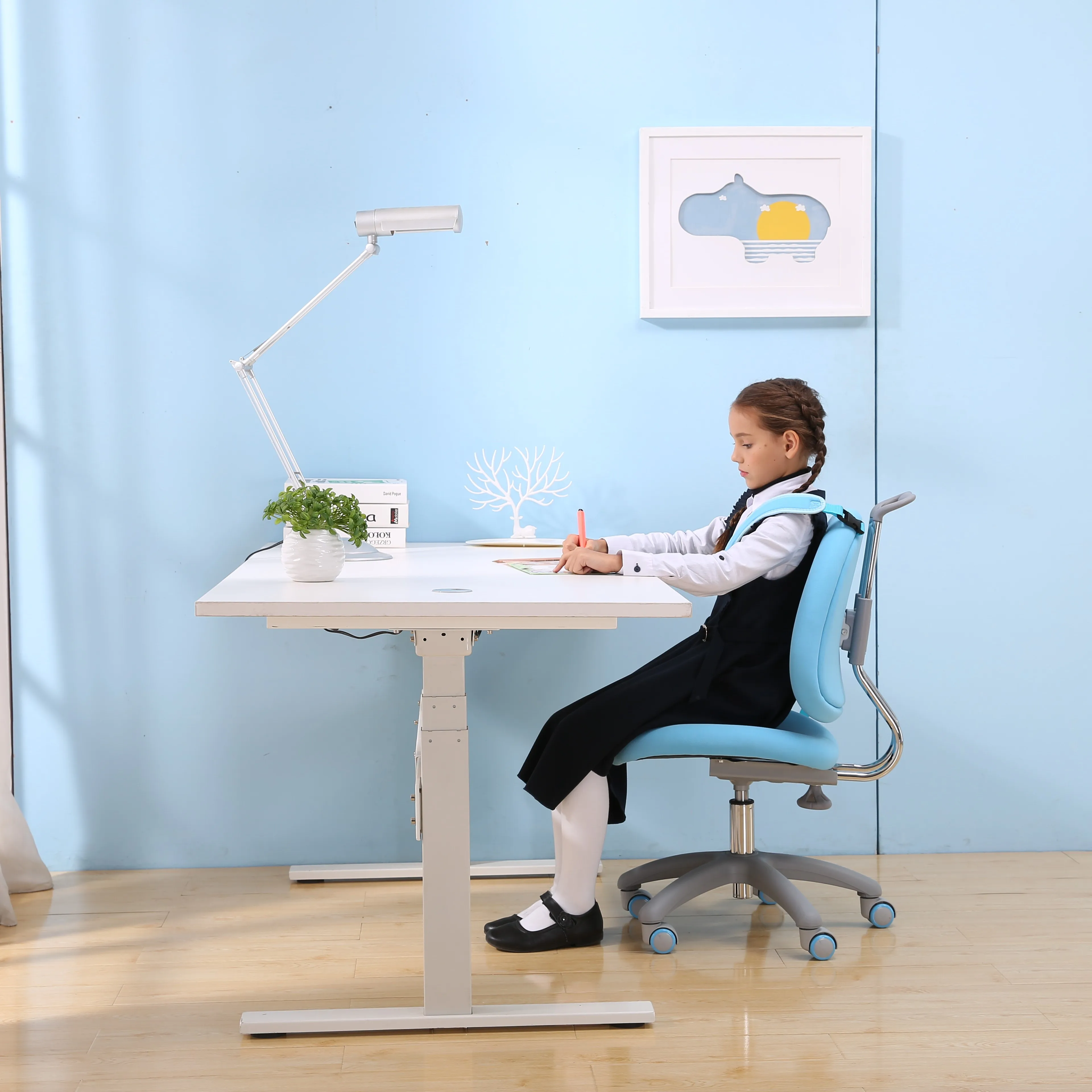 
Wholesale Children Baby Furniture Sponge Fabric Seat Kids Swivel Study Learning Table Chair 