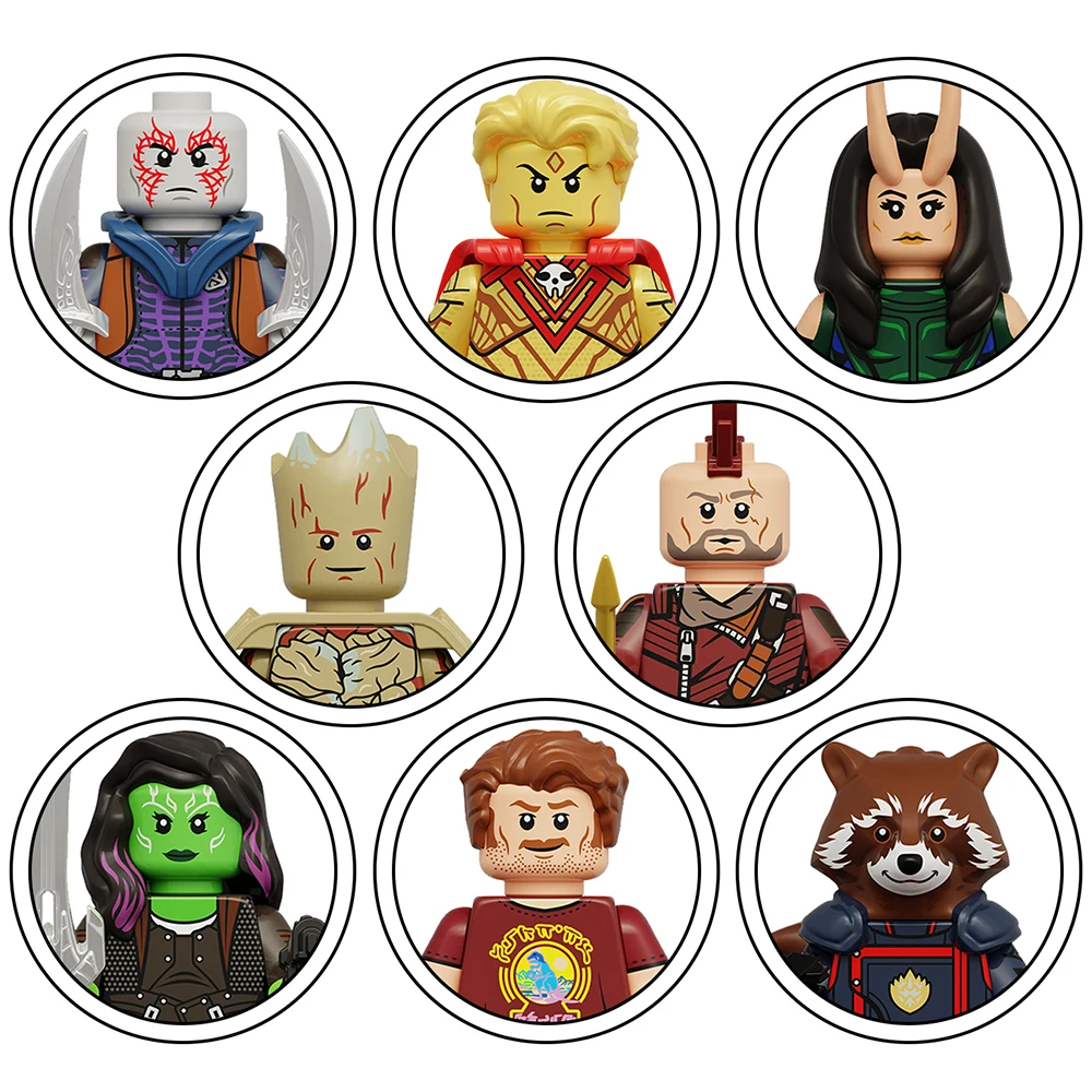 KT1070 Super Heroes Drax Adam Mantis Tree Man Huang Du Gamora Star-Lord Guardian Of Galaxy Movie Building Blocks Toys for Kids