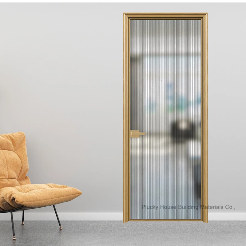 Modern Black Narrow Aluminium Frame Toilet Glass Swing Door Slim Frame Bathroom Door