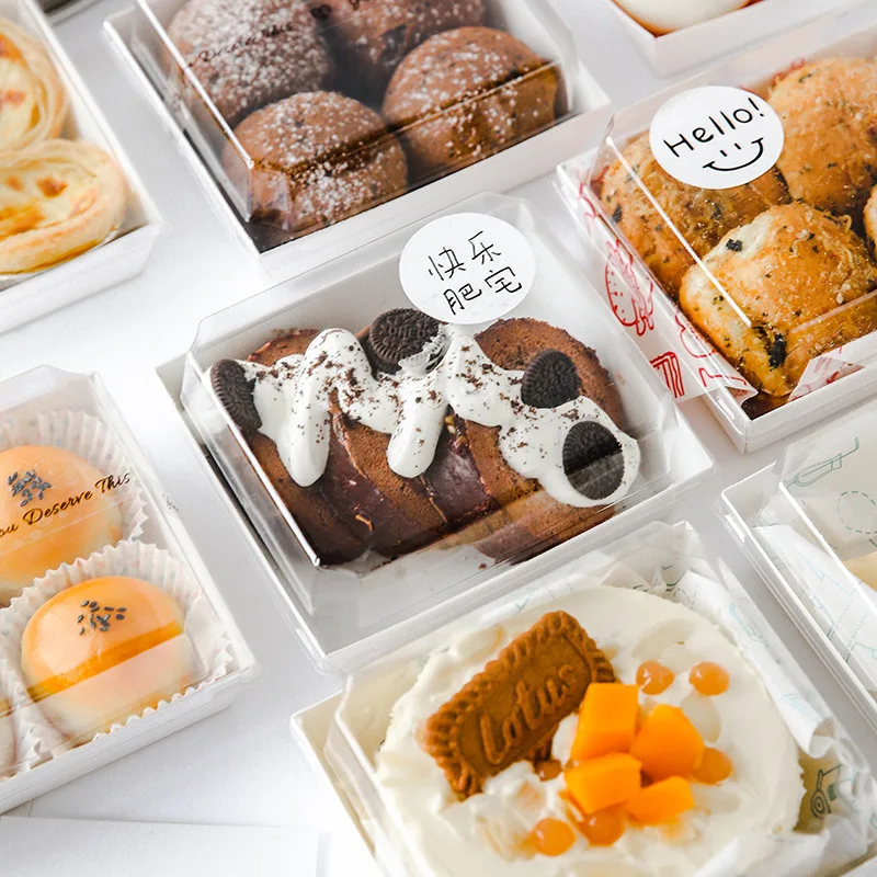 Custom logo ecofriendly printed hamburger hot dog box clear sandwich tray baking food packaging boxes for plastic lid