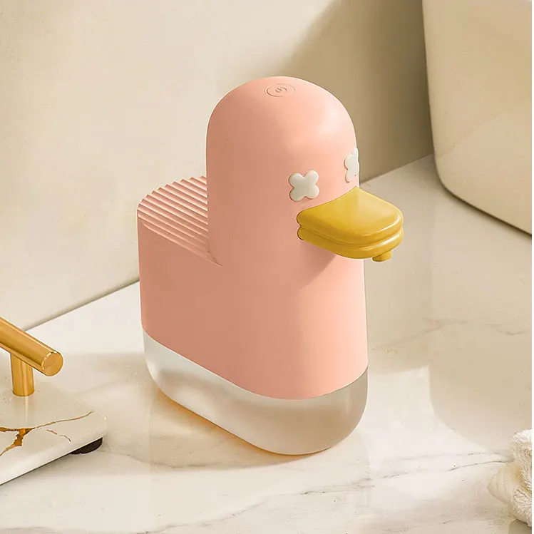 Cute Animal Duck Themed Bath Accessories Body Lotion Shampoo Shower Hand Sanitizer Automatic Soap Dispenser for Kids Bathroom