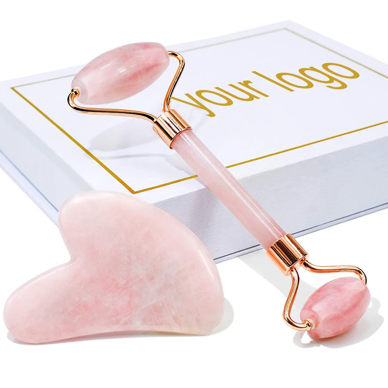 Hot Selling Face Massage Facial Roller Pure Natural Jade Gua Sha Set Jade Roller