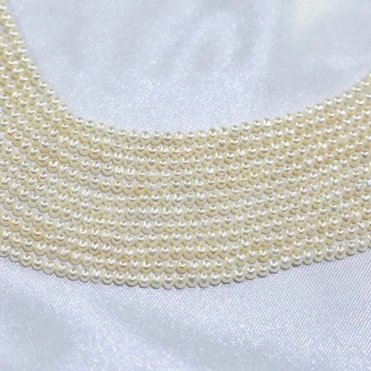 Wholesale Freshwater Seed Pearl Strand White best quality 2.5-3mm Small Short Potato Pearl