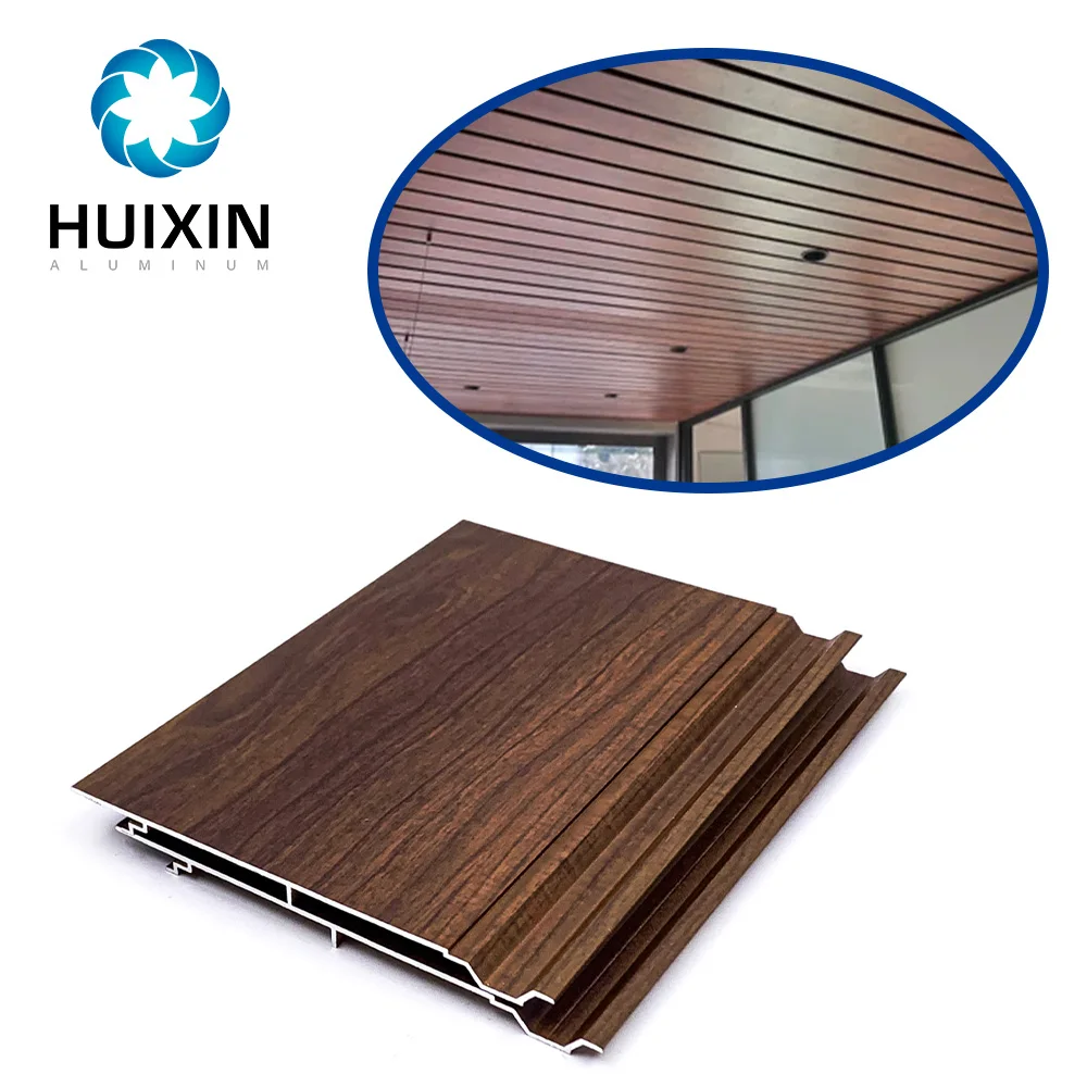 Wooden Grain Linear Baffle Ceiling Decorative Metal Aluminum Strip Ceiling Tiles