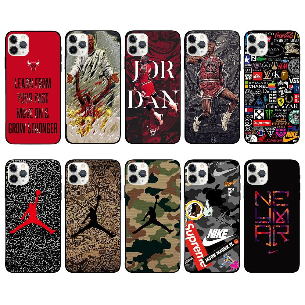 Fashion Men Jordan NBA Basketball Phone Case Silicone Soft tpu air jordan phone case for iphone 6 7 8 plus 11 12 13 pro max