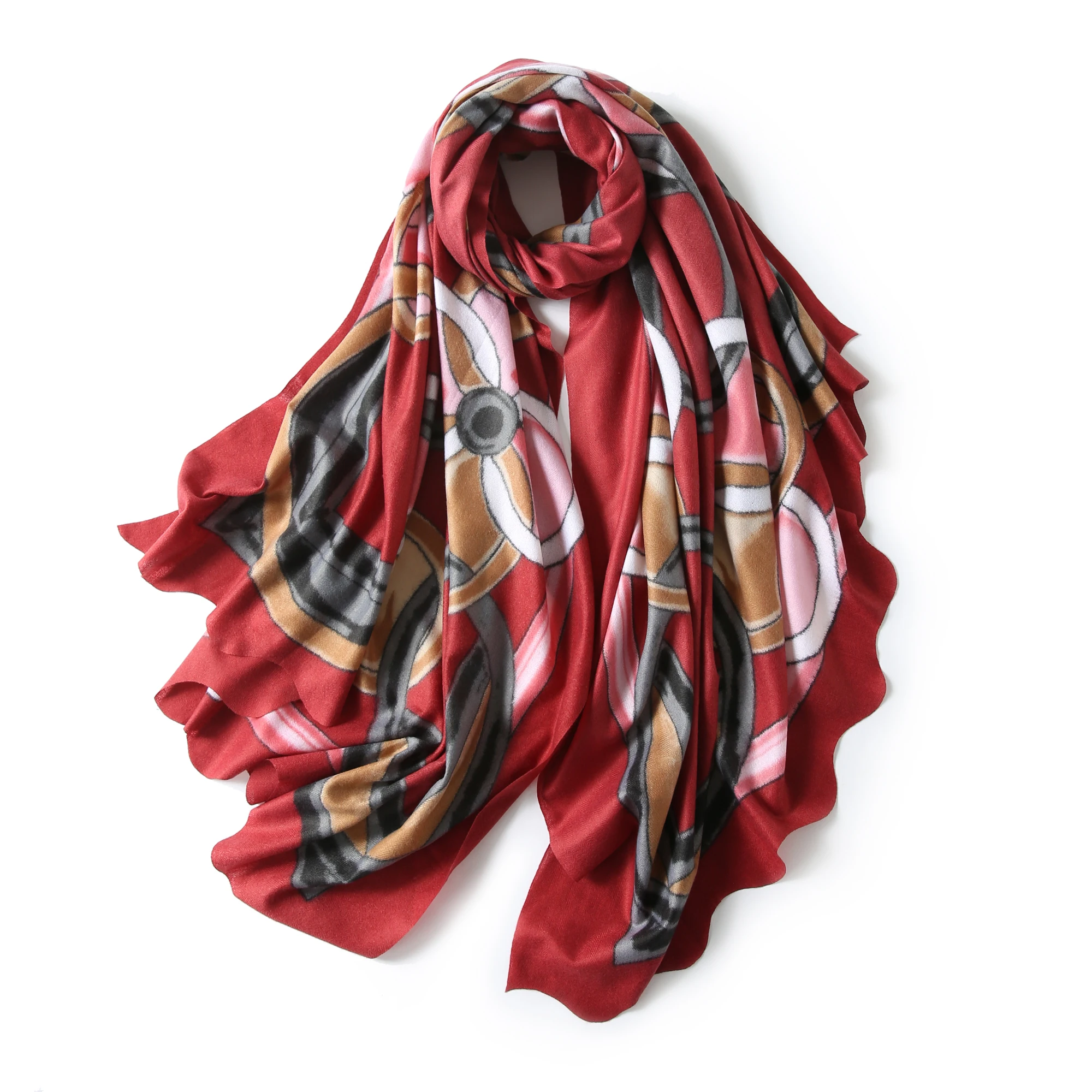 
Wholesale newest custom printed soft scarves women luxury print cashmere scarf six colors 