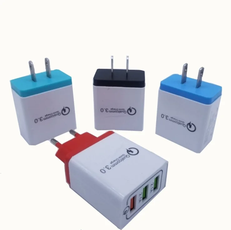 
Smart 3 USB Chargers EU US UK Port Fast Charging QC 3.0 Quick Mobile Phone Travel USB Wall Charger 