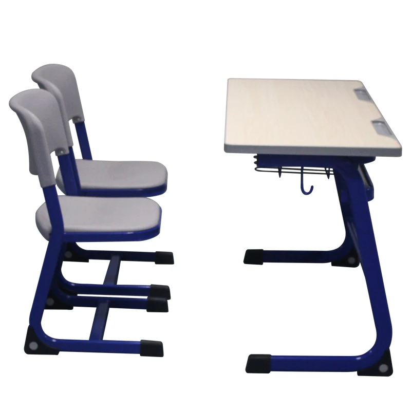 Factory price double seats school study table and chair set