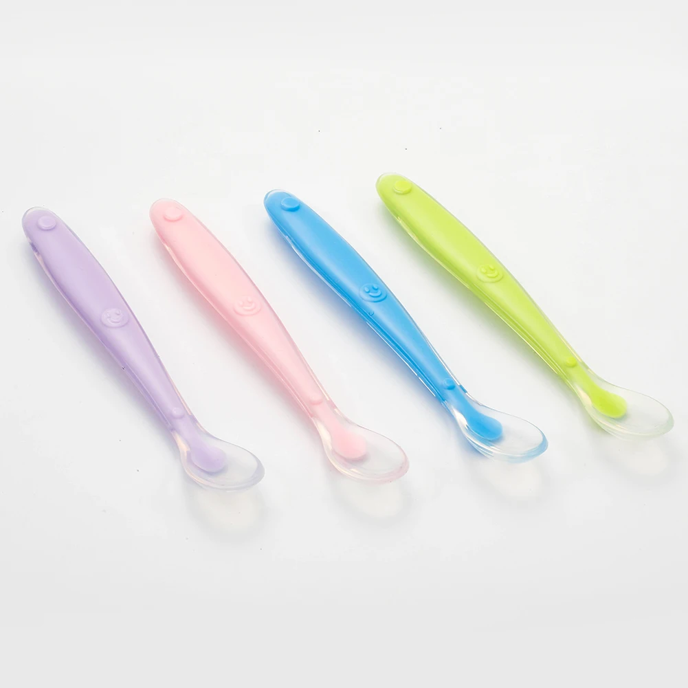 Wholesale Baby Silicone Soft Head Spoon Child Feeding Tableware Full Baby Silicone Spoon