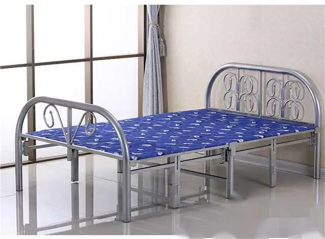 Foldable Bed for Adults Carton Folding Bed Single Bed Metal Structure Iron with Matress Modern Dark Color 50pcs Customized Color