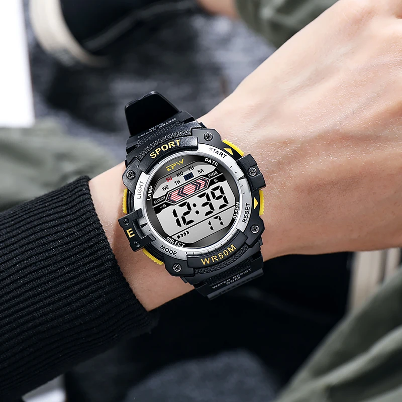 Digital Movement Sports LCD Wrist Watch 3ATM Water Proof Digital Wristwatch