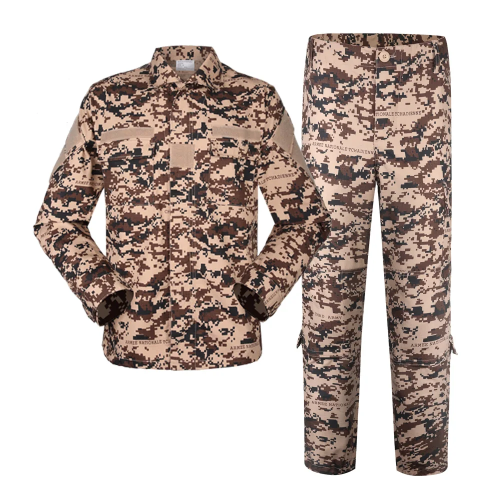 Tactical Shirt and Pants Set Long Sleeve Desert Woodland Hunting Camo ACU Tactical Uniform
