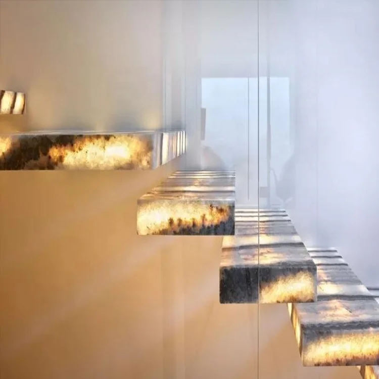 beautiful luxury slab stairs backlit onyx natural translucent yellow onyx stone
