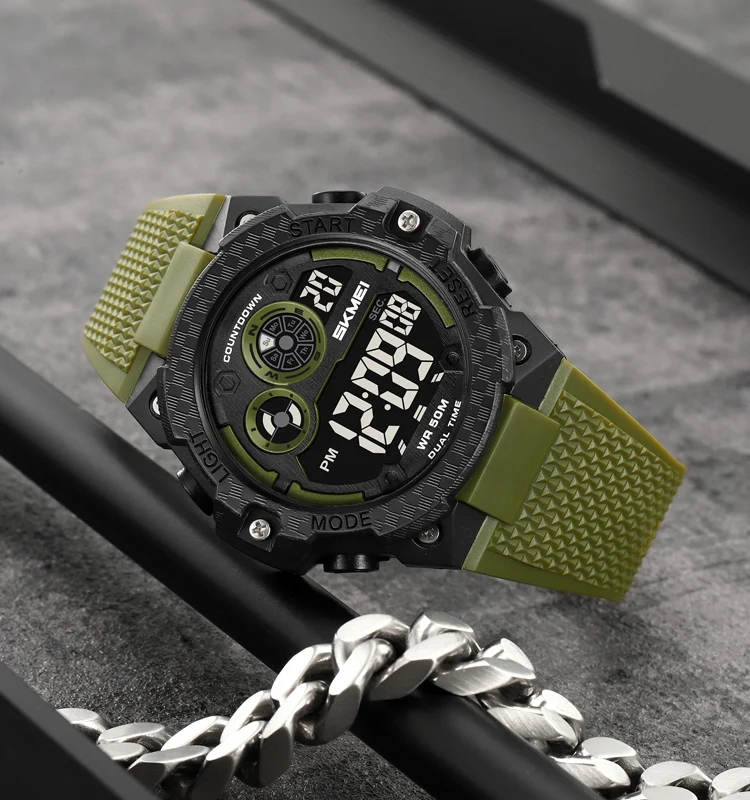 Stylish water-proof stop watch SKMEI 2337 minimalist digital stopwatch with yellow tpu watch band orologio