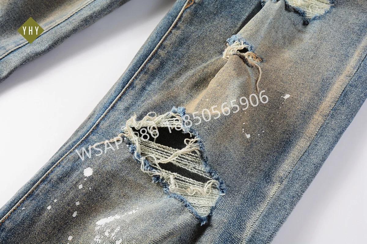 Oem Custom Mens Ripped Skinny Stretch Jeans wholesale Hombre Hip Hop Mens Amirys Jeans Designer Clothes trending jeans for men