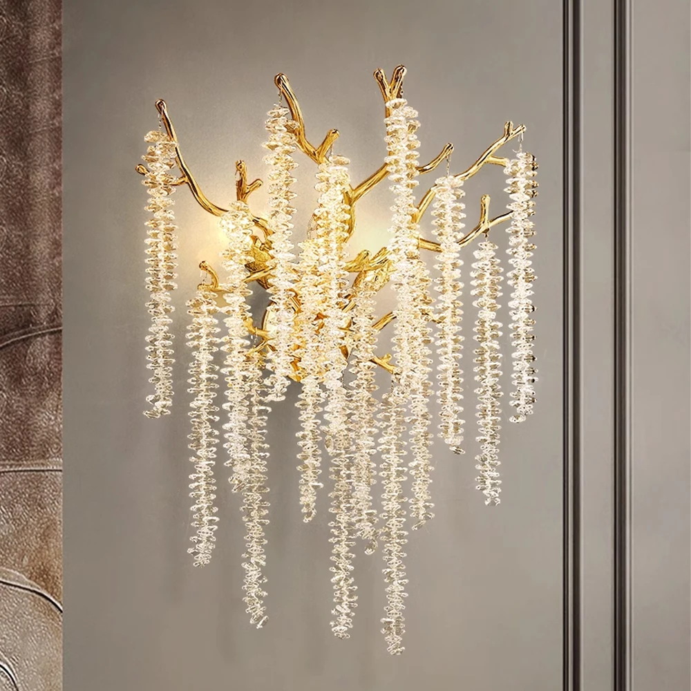 Luxury Modern Aluminum Chandelier Lighting Decorative Branch High Class Crystal Lamp Wedding Villa Pendant Light for Bedroom