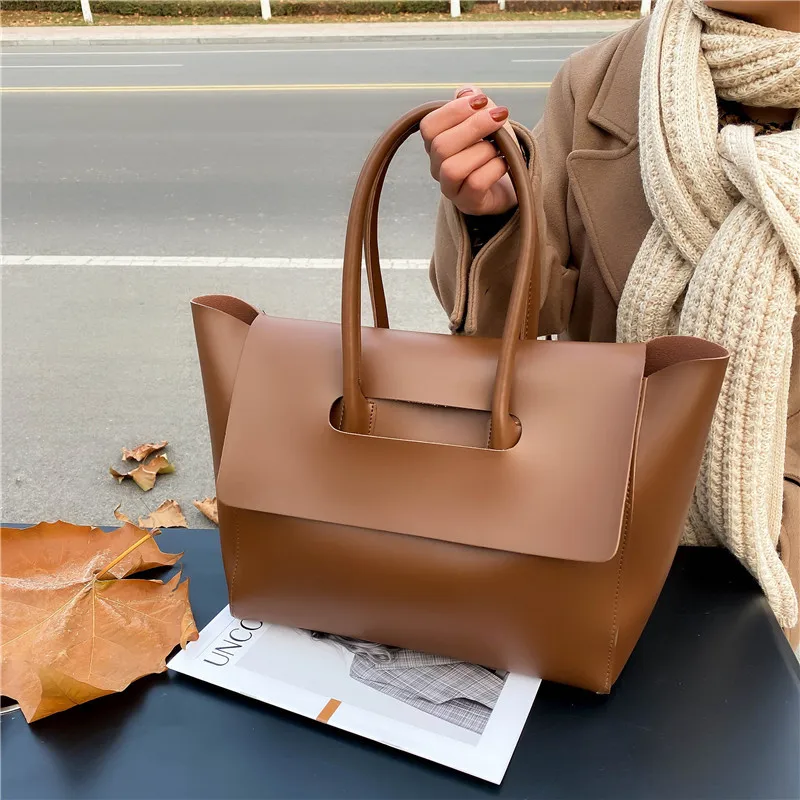 Amazon Simple Solid Color Tote Bag Ladies Custom Pattern Logo Handbag Fashion Casual One-shoulder Bag