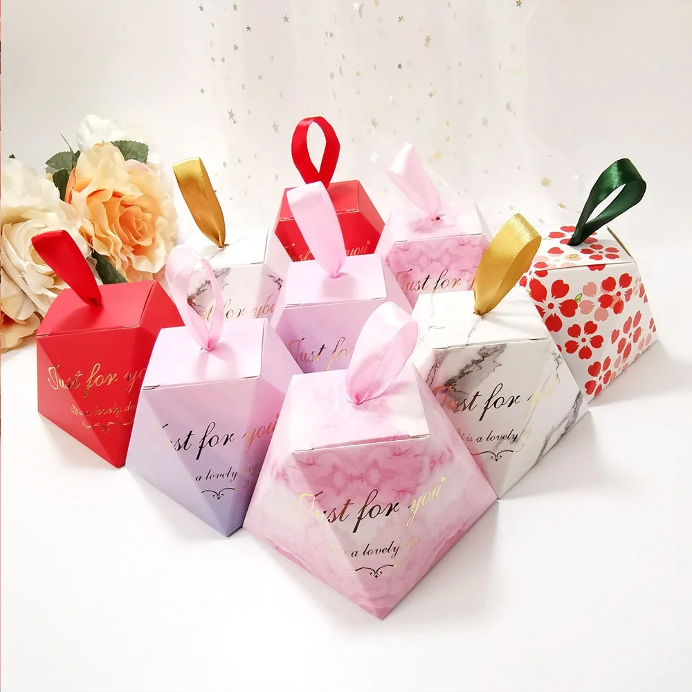 Bronzing Just for You Diamond Paper Flower Candy Sweet Gift Packaging Box Boxes for Wedding Birthday Party Decoration Boxes