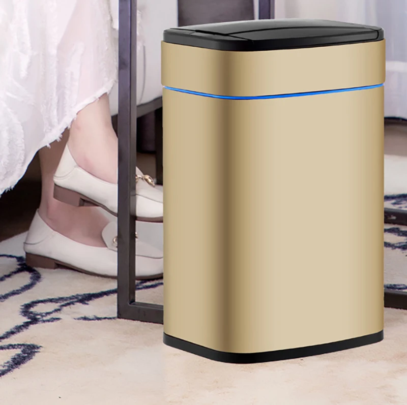 Led smart trash can automatic sensor dustbin intelligent sensor rechargeable electric touchless waste bin rubbish can
