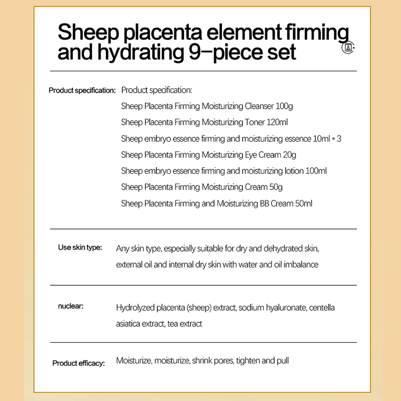 Skin Care Set Sheep Placenta nice-piece beauty skin care Hydrating Moisturizing Shrink pores  beauty Salon Set