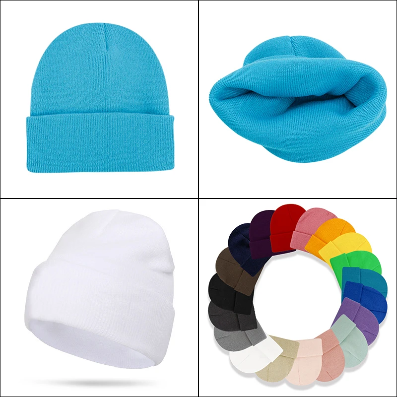 60 colors beanies manufacturer custom logo embroidery unisex acrylic knit cuffed beanie cap warm winter knit hats beanie