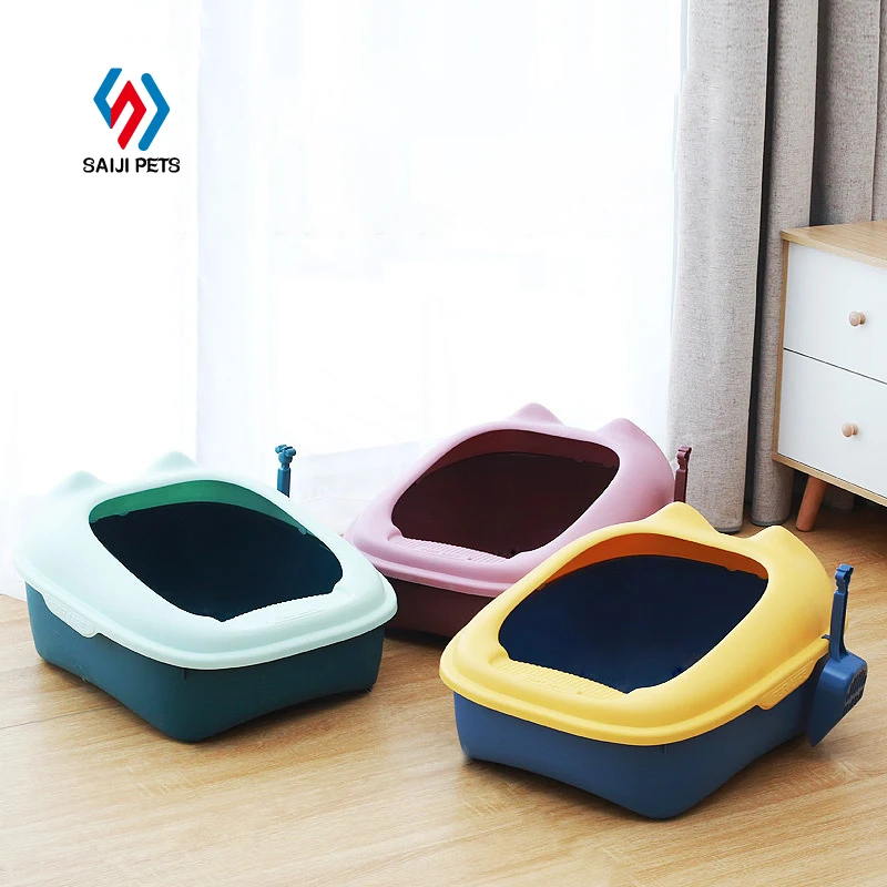 Высокое качество 3 в 1 Легкая очистка брызгозащищенный полузакрытый дешевый большой кошачий наполнитель