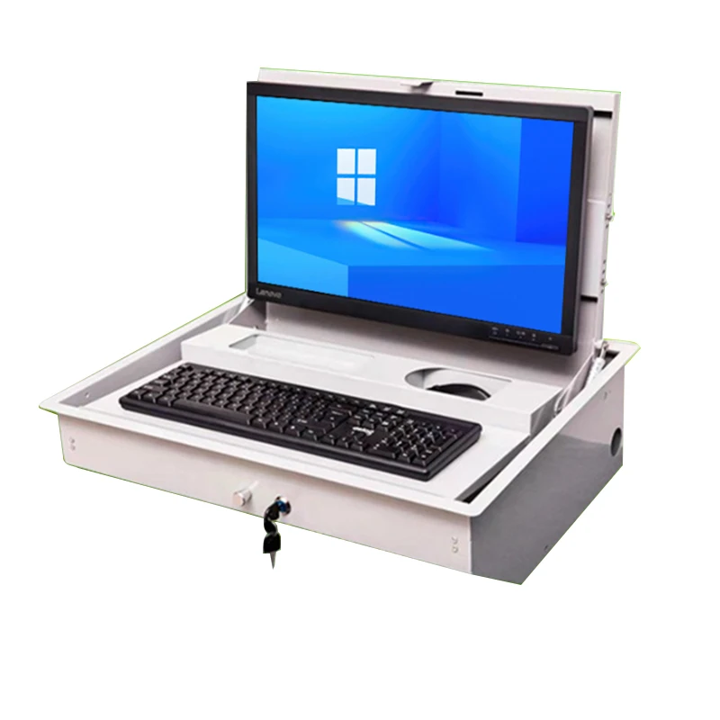 Flip up LCD Monitor Lift Motorized LCD Computer Lift Monitor Desk Hidden LCD Lifting Mechanism for Conference Room