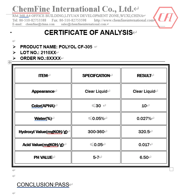 Factory polyether triol polyoxypropylene triol polypropylene triol  CF-305   Cas 25791-96-2