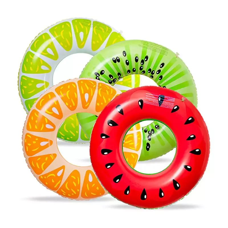 Customized Size and Logo PVC Inflatable Swimming Rings Fruit Shaped Swim Tube Pool Floats Beach Party Summer Toy watermelon ring