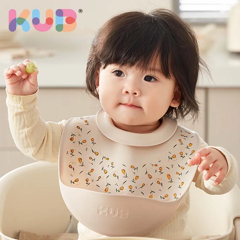 KUB Custom Printing Silicone Bib BPA Free Eco-Friendly Non-Toxic Feeding Waterproof Silicone Baby Bib for Babies