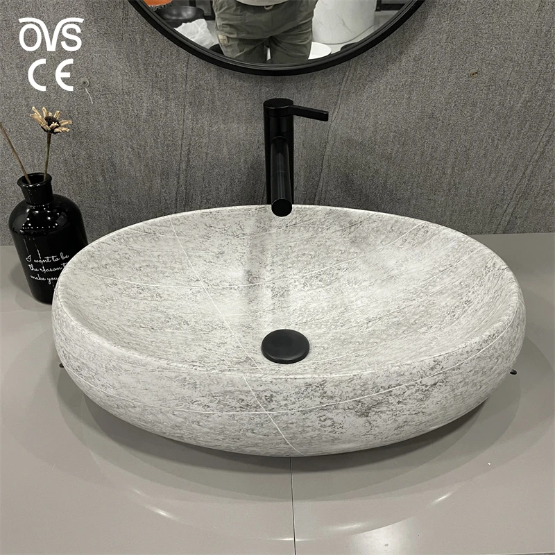 Ovs Modern Ceramic Counter Top Art Wash Basin Sanitary Ware Porcelain Vessel Basin Bowl Lavabo Bathroom Sink
