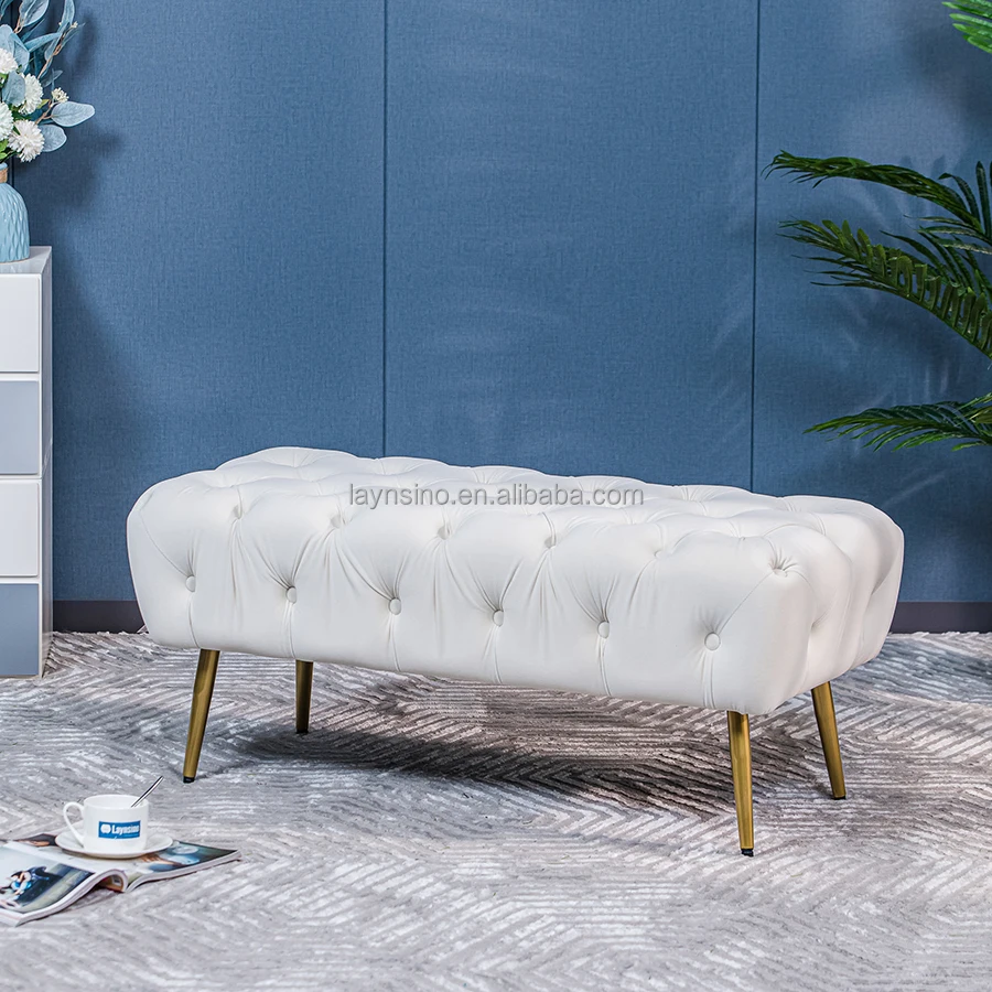 Современная длинная скамейка Chesterfield спальная кровать стул скамейки для кровати бархатные