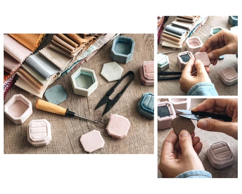 FADELI wholesale factory price luxury custom wedding green velvet jewelry box packaging for earrings necklace earing ring boxes