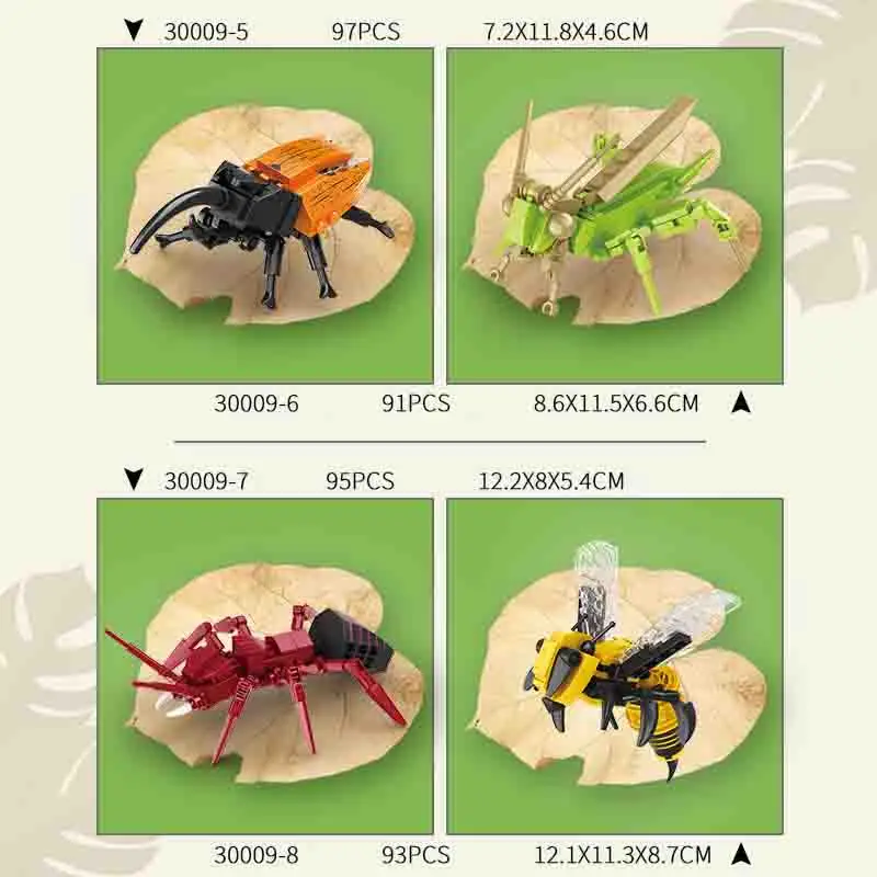8 in 1 Kids Children Educational Assemble Bugs Toy Butterfly Mantis Beetle Dragonfly Insects Of The World Building Blocks Set