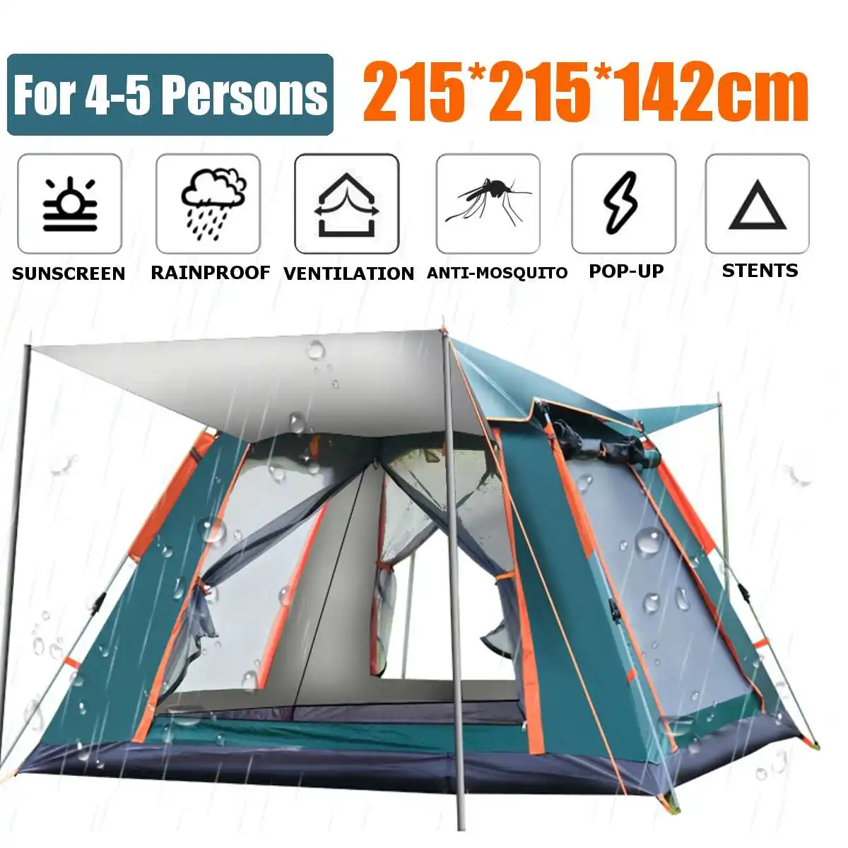 Custom Folding Automatic Pop Up Tent Traveling Camping Tent Family Outdoor Tents For 4 Person