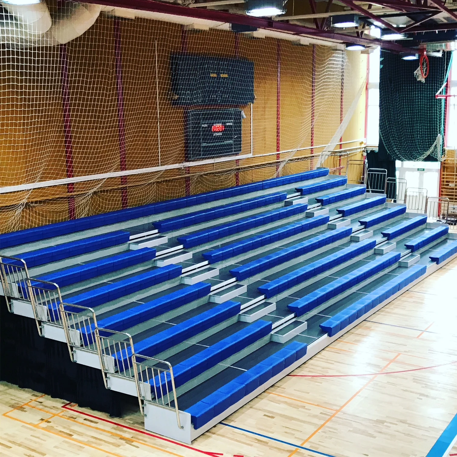 JY-750 CE steel tribune retractable seating system wooden bleacher Plastic seat tribune bench  bleacher