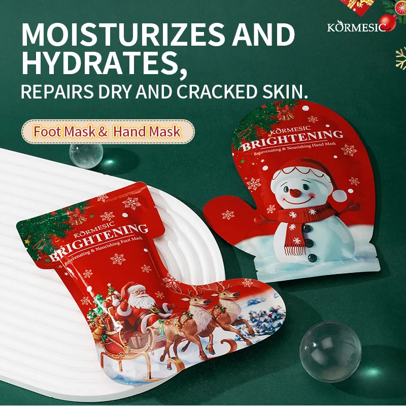 Wholesale Natural Organic Yuletide Moisten Exfoliating Hand Mask Hydrating Peeling Repairing Hand Mask Sheet