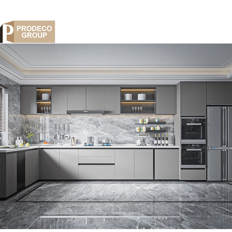 Prodeco Furniture Local Indoor Maple Dark Blue Kitchen Cabinets with Island for Project