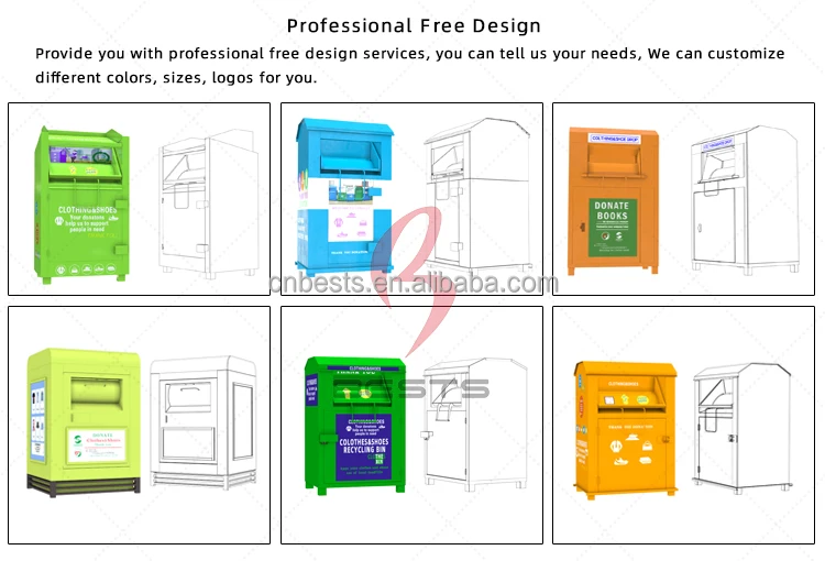 Manufacturer low price 10- 24 gauge galvanized steel different size clothing books donation bins