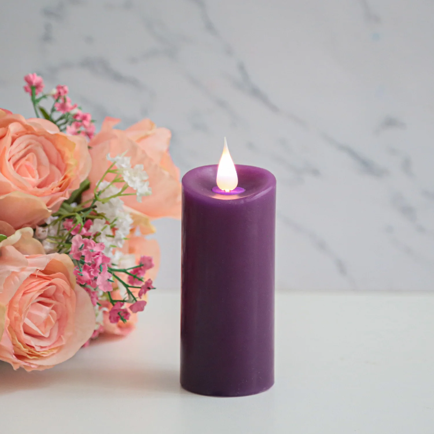 Patent Flame 360 Degree Shake Realistic Battery Operated Flameless Wax 3d Real Flame Pilla Rcandle Light Led