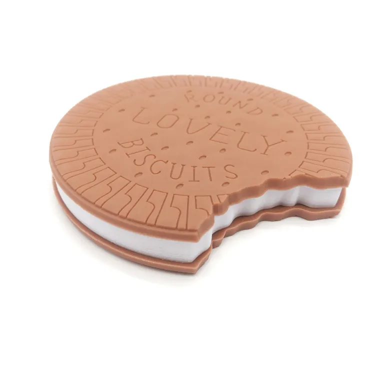 Hot Selling Cute Stationery Chocolate Biscuit Shape Soft Rubber Cover Note Paper Message Fancy Memo Pad Note Book