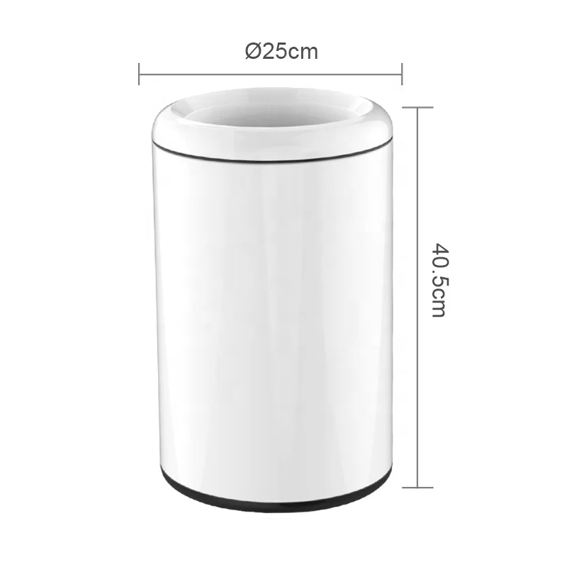 RTS 12L Dustbin Round Trash Garbage Can 3gallo Waste Rubbish Bin Stainless Steel Large Big Opentop Indoor Storage Bucket 1720pcs