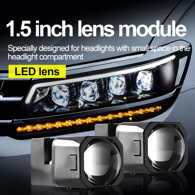 40W 1.5 inch small bi led projector lens module H4 h7 car headlights motorcycle headlamps truck bulbs wholesale