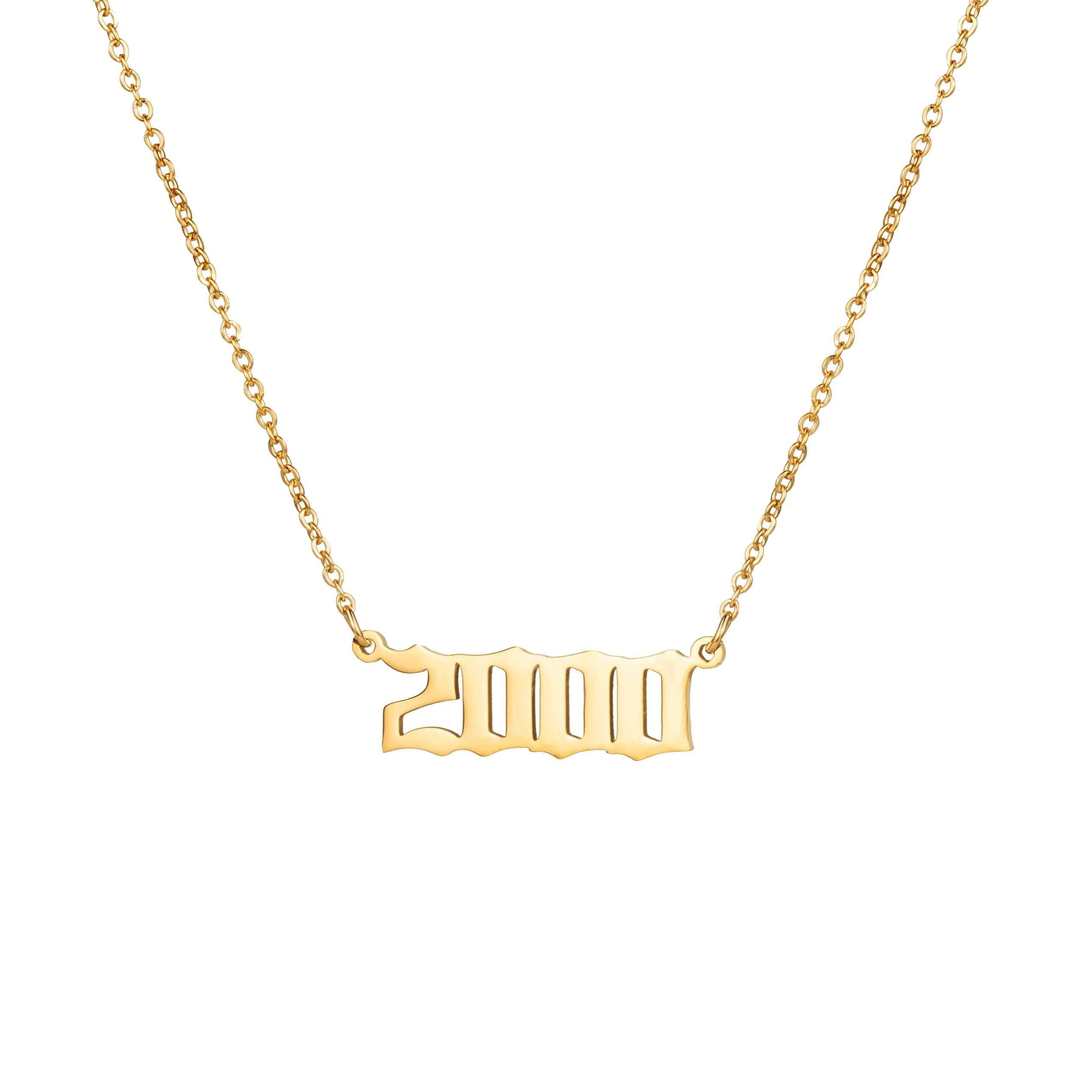 Joycuff 18K Gold Plated  Birth Year Number Necklaces Old English  Pendant Jewelry for Women Men