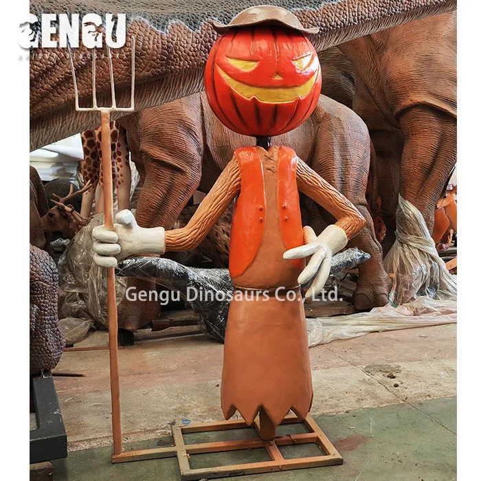 Halloween Park Decoration Animatronic Model Handmade Simulation Pumpkin Scarecrow