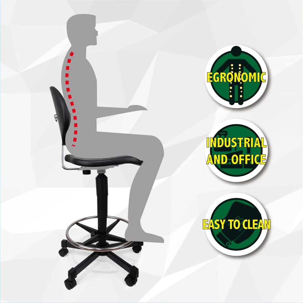 Industrial Workshop ESD Ergonomic Chair With Backrest Laboratory Furniture Computer Lab Chair Stool Anti Static PU Chair