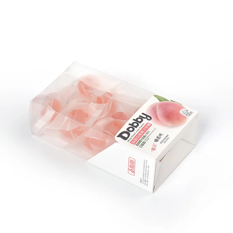 Custom Clear PVC PET RPET PP White Peach Juice Sweet Food Plastic Packaging Box