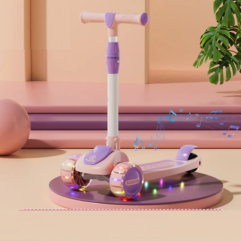 Factory Direct Selling Electric Scooter Flash Wheels Foldable Scooter With Music